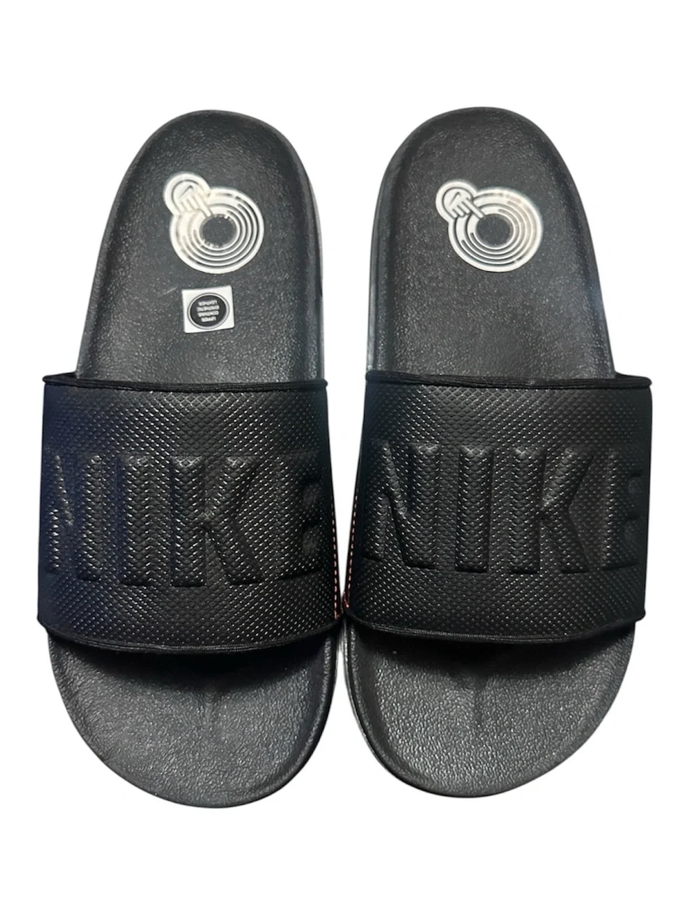 Nike Black Slide Sandals with Red Outsole